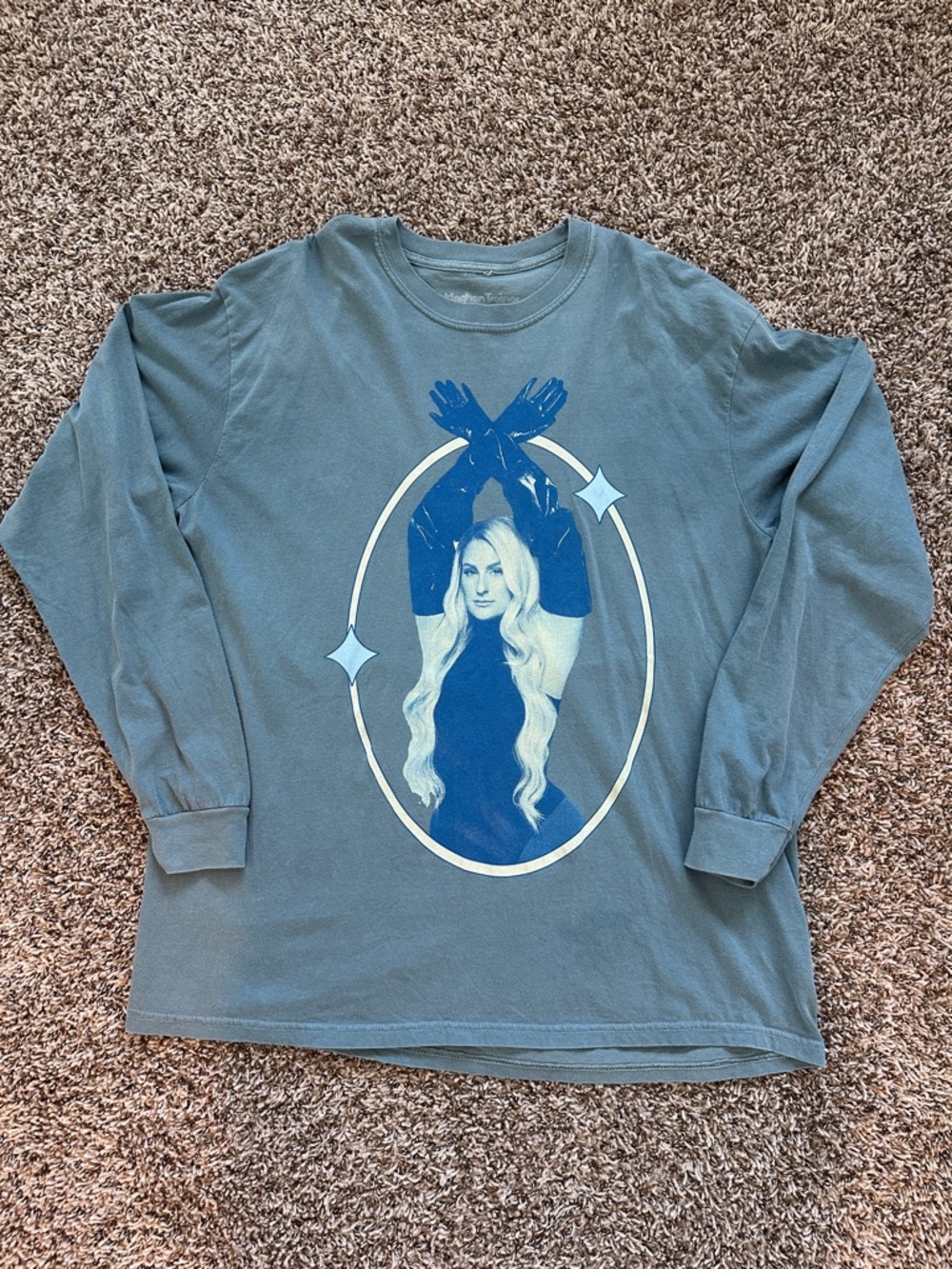 Meghan Trainor 2024 Timeless Tour Merch Long Sleeve Tee with Blue Portrait